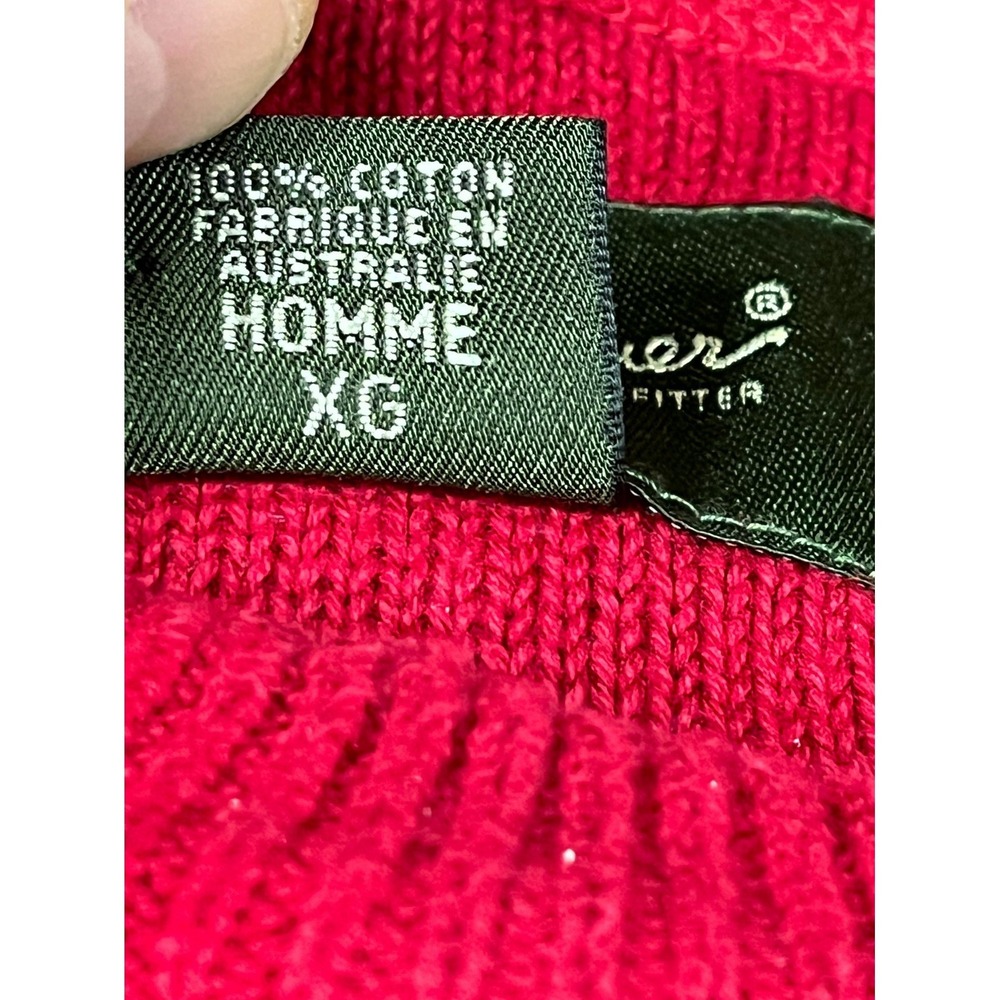 Eddie Bauer Sweater Men XL Red Cotton Tight Knit Ribbed Crew Neck Casual Outdoor - Picture 4 of 9